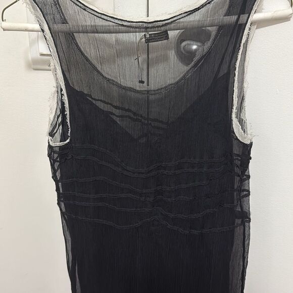 Max Studio Special Edition Black Silk Sheer Maxi Dress w/ Full Slip. Size 00. - Picture 3 of 7